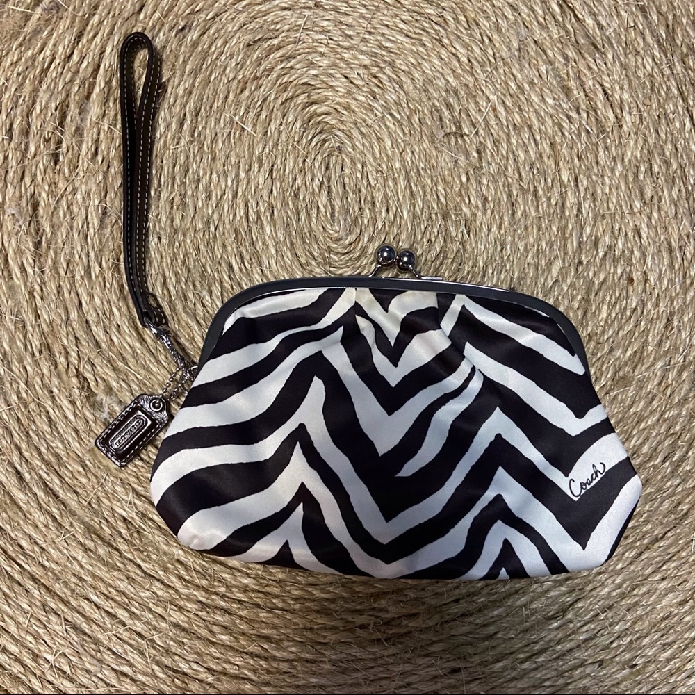 Coach zebra print wristlet